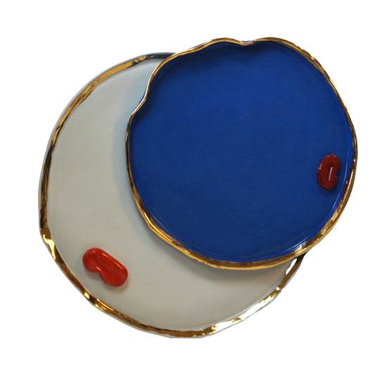 Lips Serving Desert Plate  _ White and Blue Colour Variations