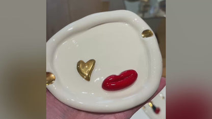 Lips Ashtray in White Porcelain by Hania Jneid