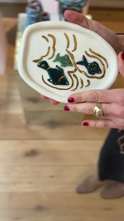 Ashtray and Fish in White Porcelain