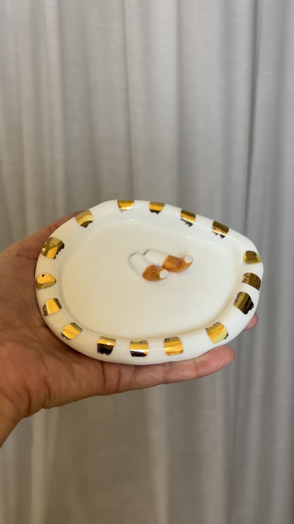 White Porcelain Ashtray with Cigarettes by Hania Jneid