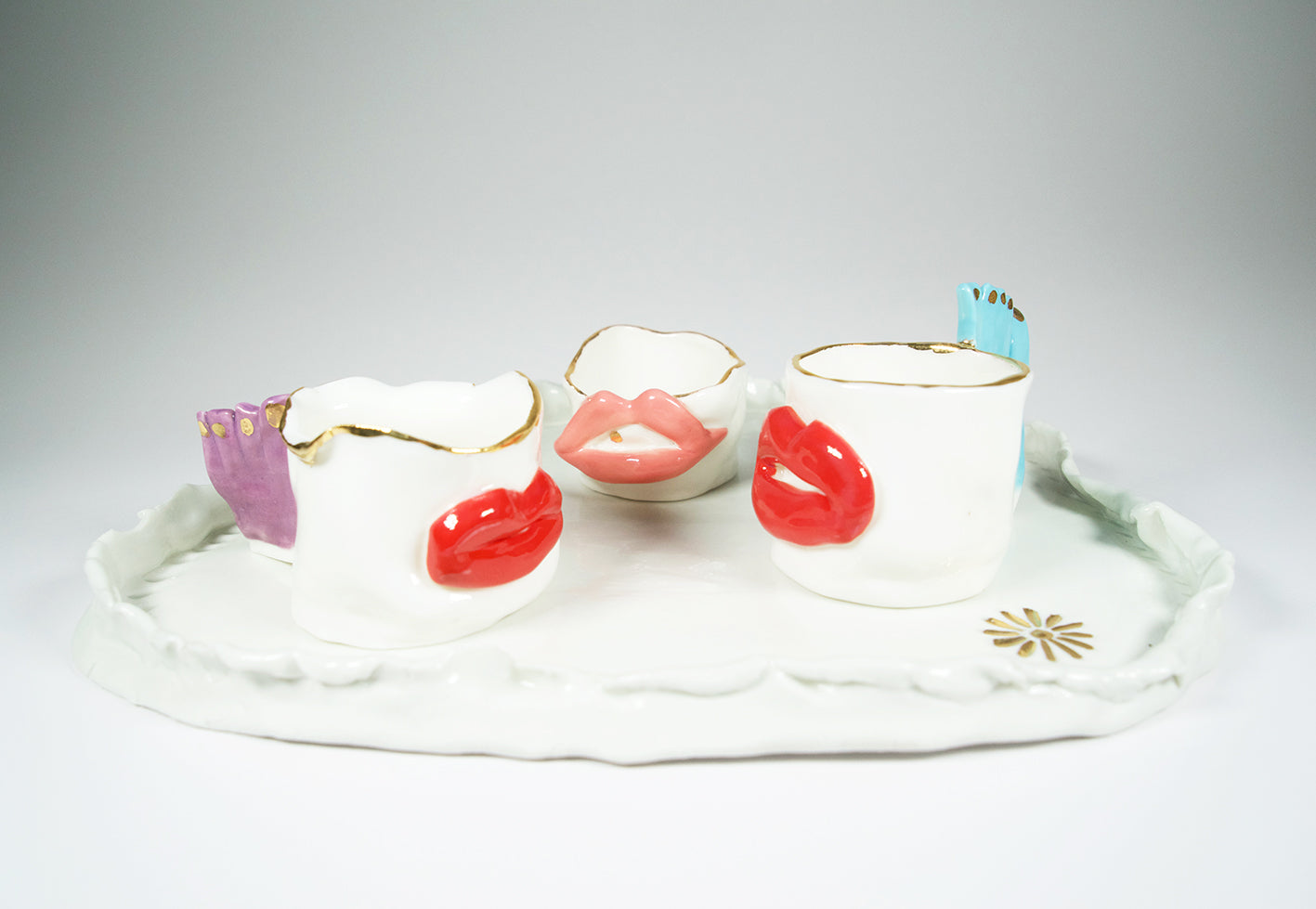 Lips Espresso Cups with Tray