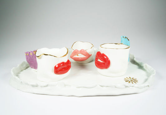 Lips Espresso Cups with Tray