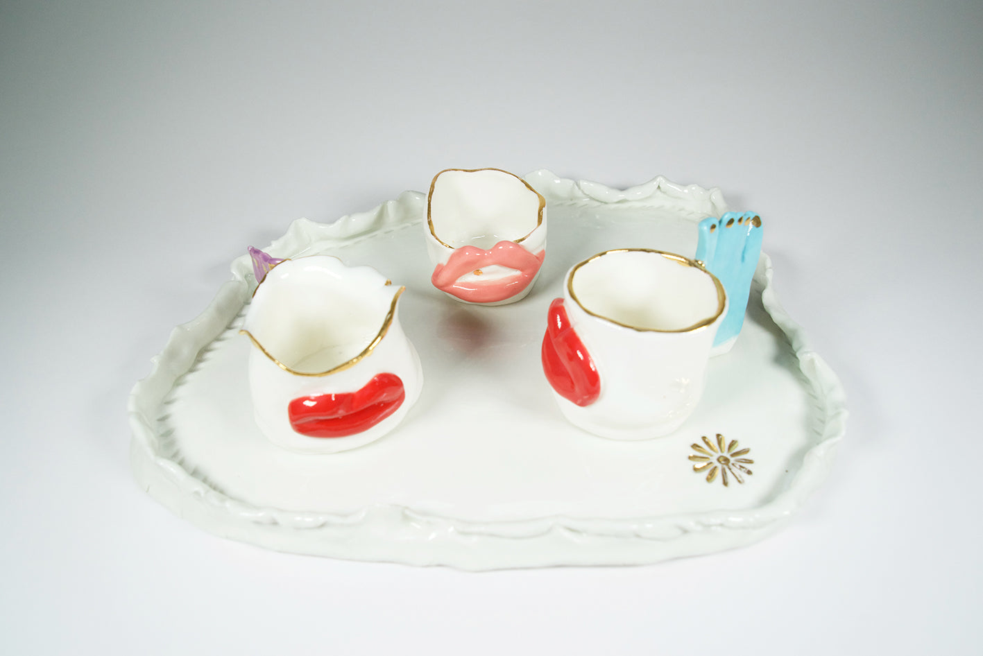 Lips Espresso Cups with Tray